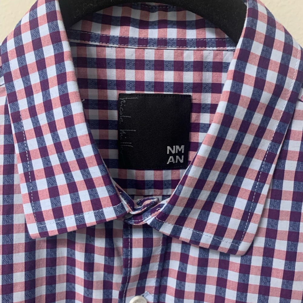 Men's Blue and Purple Checkered Shirt